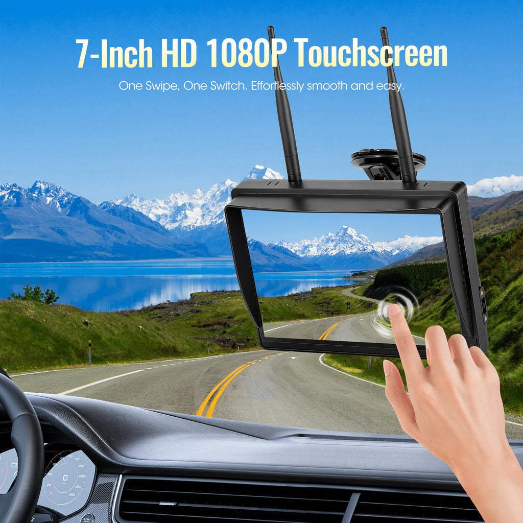 7" Wireless Backup Camera System with DVR Split Screen Monitor M68389