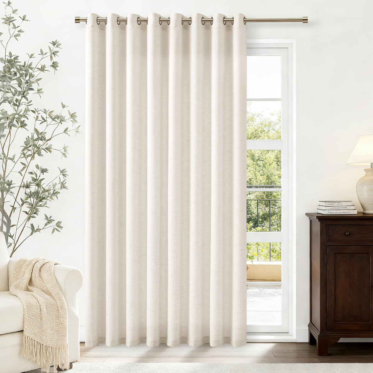 Linen 100 Inch Wide 84 Inch Length Ivory Curtains E556172