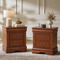 Cherry Wood Nightstands Set of 2 with Drawers D398250