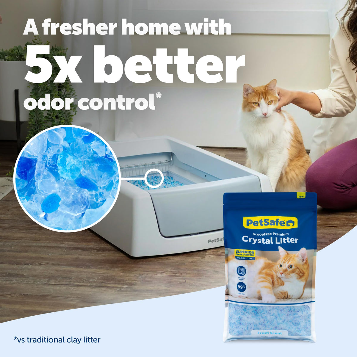 Odor Control Crystal Cat Litter, Fresh Scent, 8 Lb Bag K732763