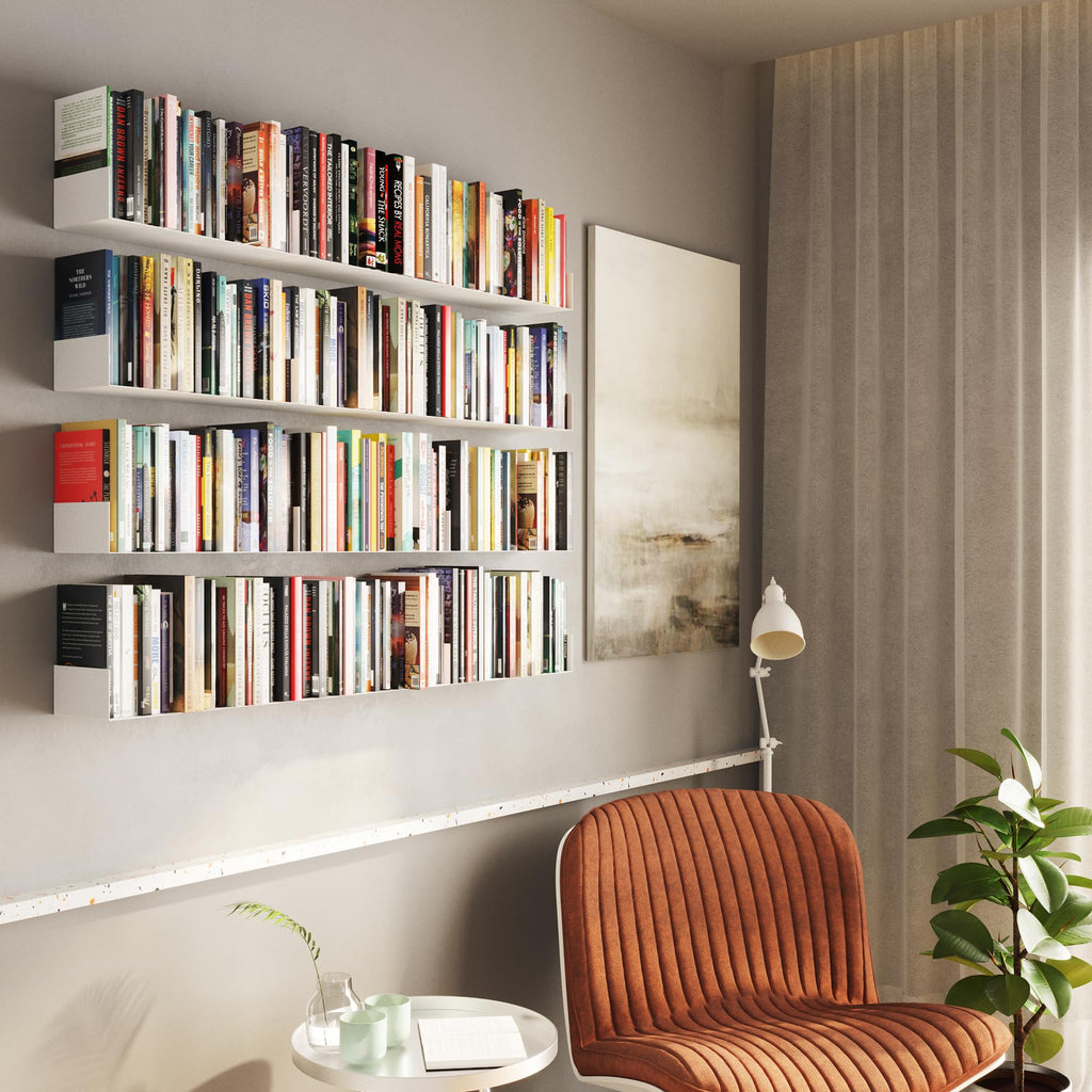White Metal U Shape Wall Mountable Bookshelf L55959