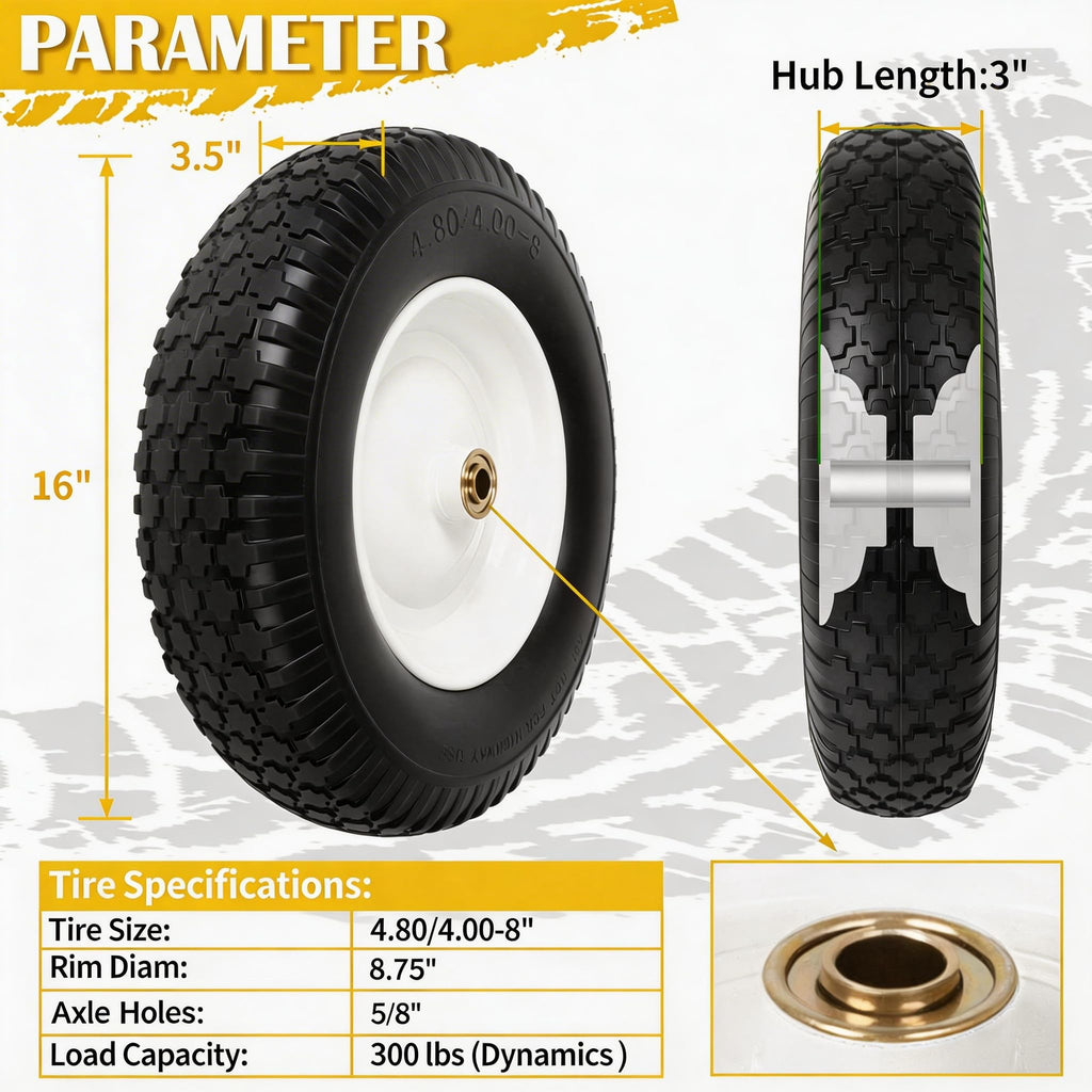 Flat Free Wheelbarrow Tire and Wheel 2 Pack Q570300