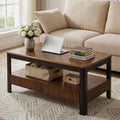 39.4" Walnut Solid Wood Fluted Coffee Table with 2 Drawers B11895