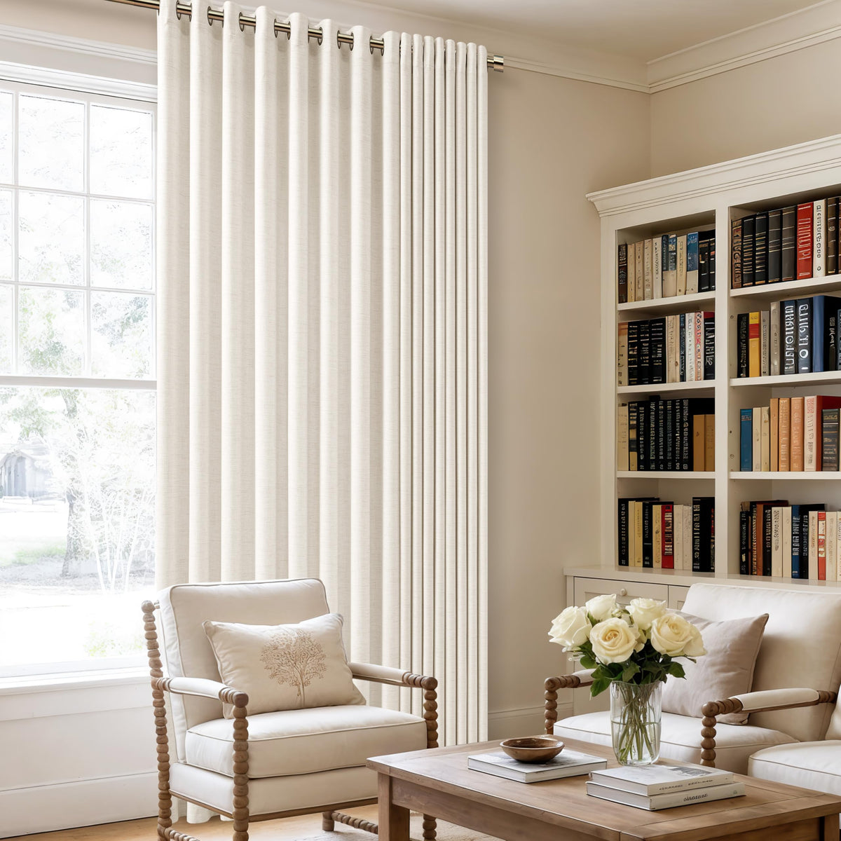 Linen 100 Inch Wide 84 Inch Length Ivory Curtains E556172
