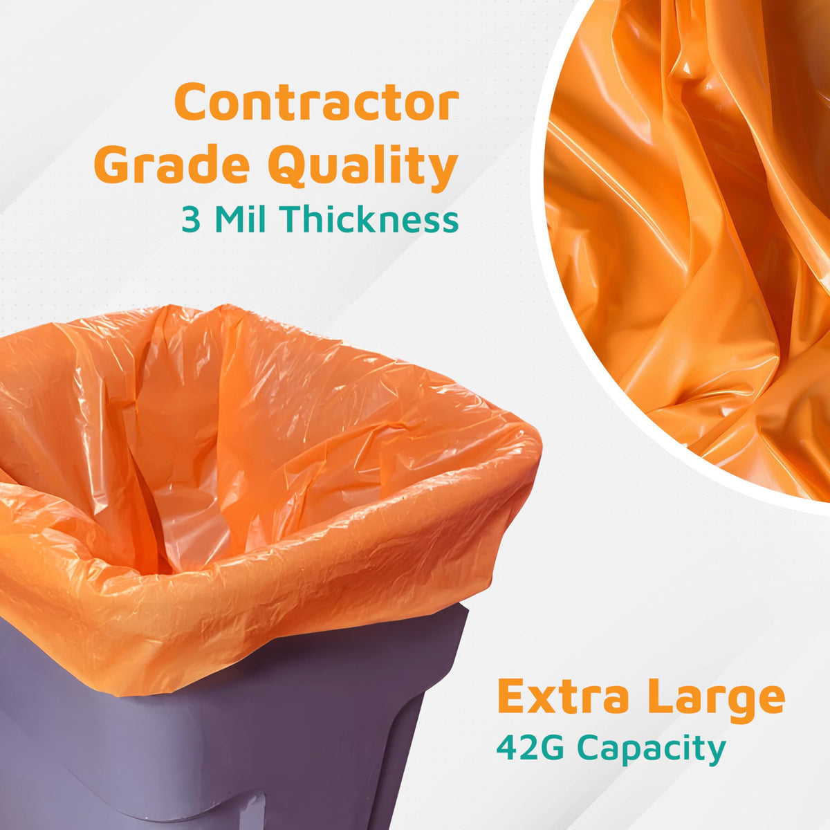 42-Gallon Heavy Duty Orange Contractor Bags 50-Count G106002