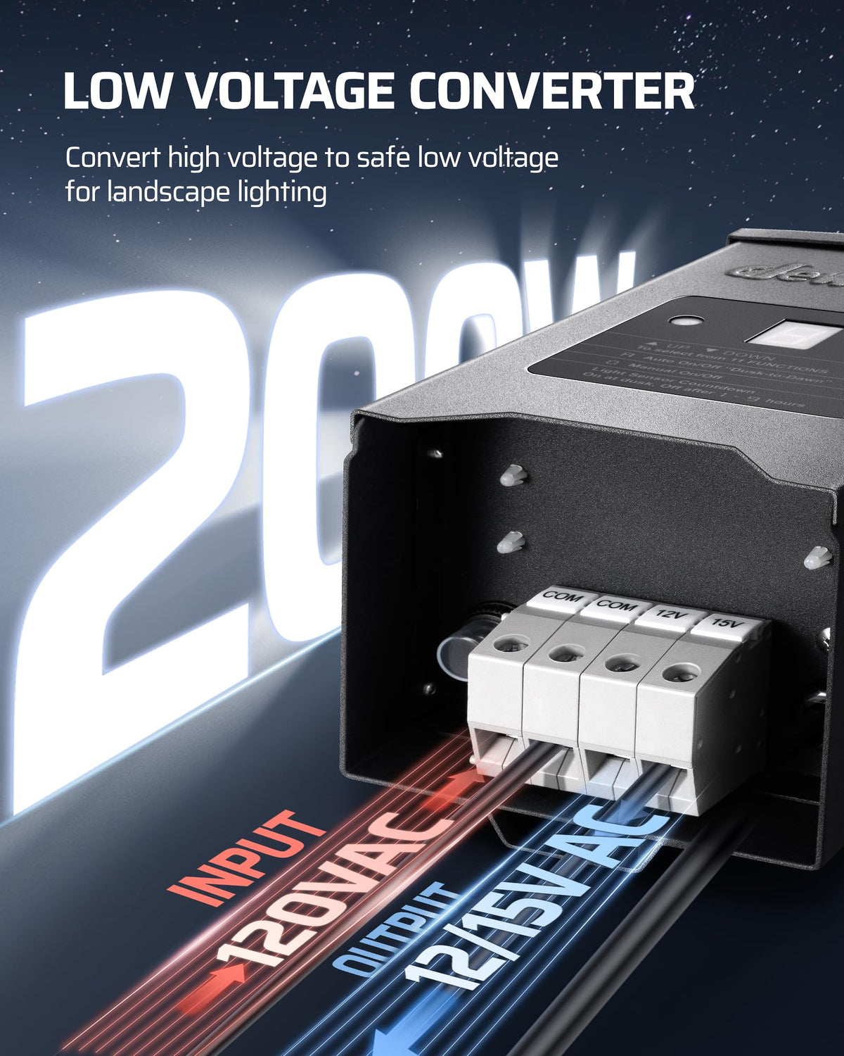 200W Weatherproof Low Voltage Landscape Lighting Transformer K58953