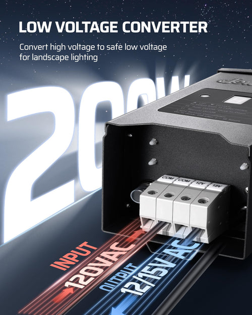200W Weatherproof Low Voltage Landscape Lighting Transformer K58953