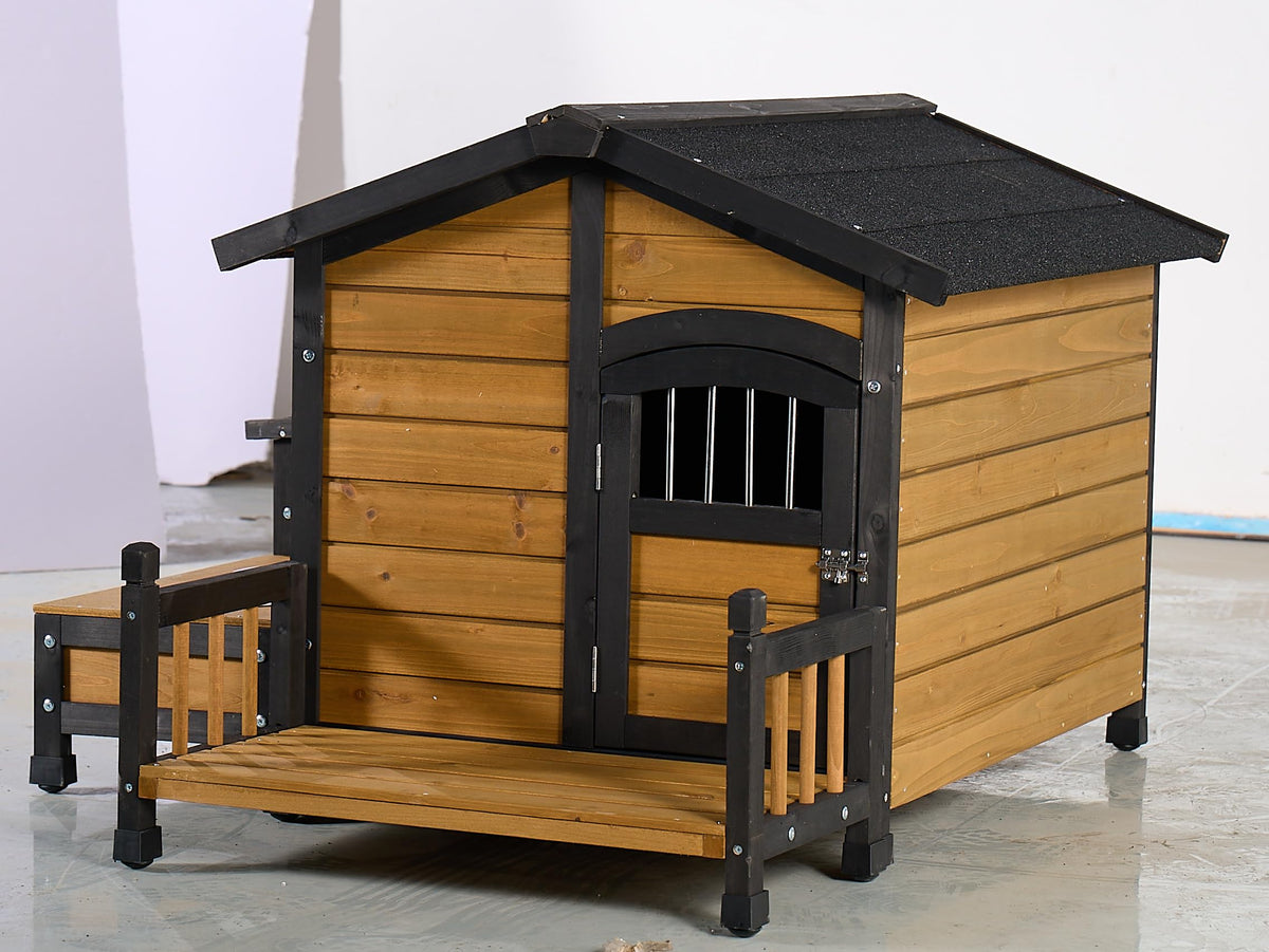 Large Wooden 2-Tier Rabbit Cage with Waterproof Roof W86389