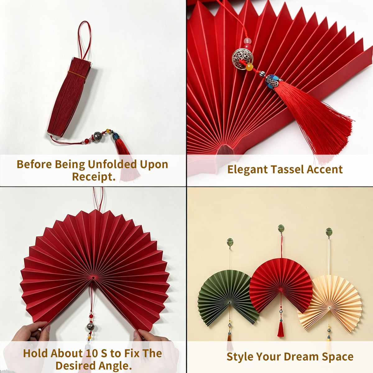 Folding Paper Fan Burnt Orange 39" B1657