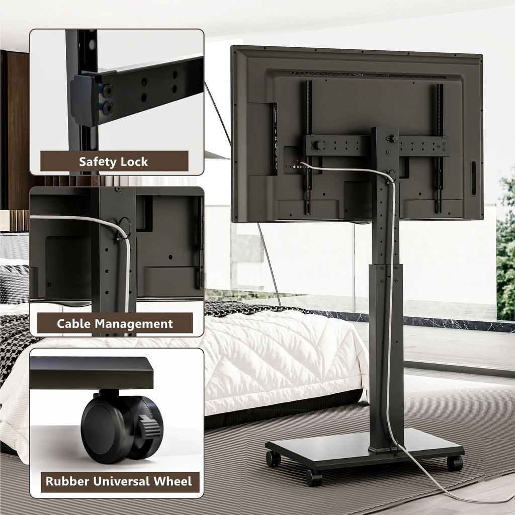Rolling TV Stand with Rotation Function for 32-75 Inch TVs, Black Z3549