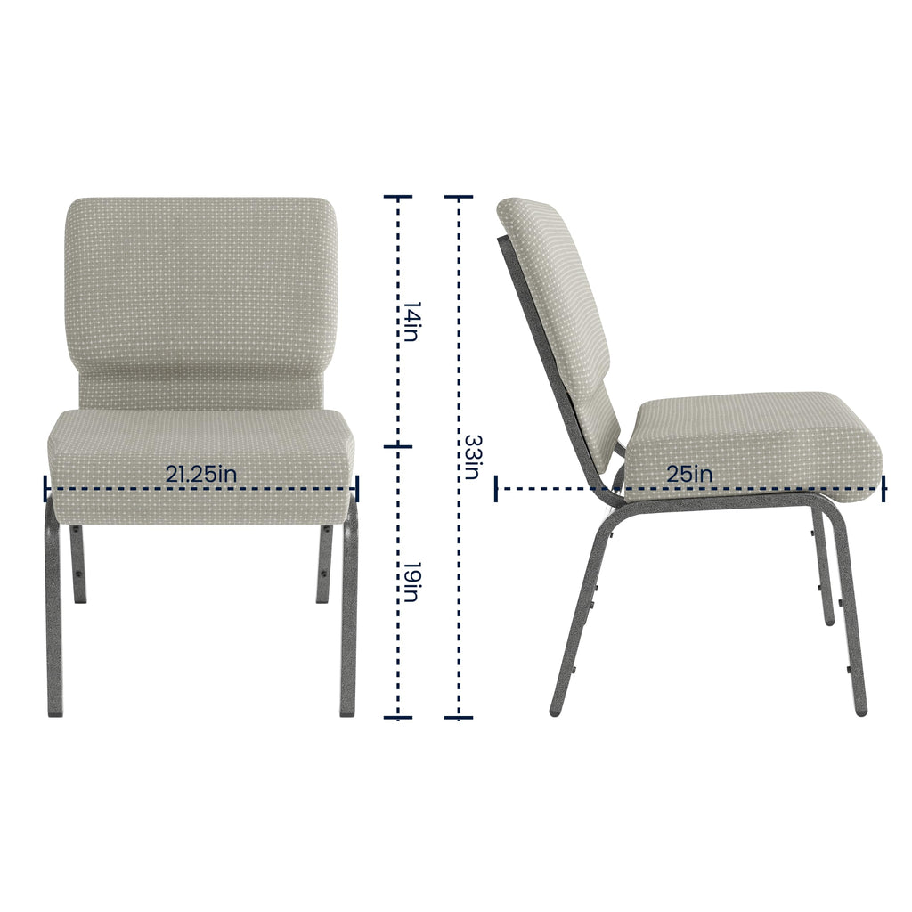 Gray Dot Fabric Stacking Church Chair L6989
