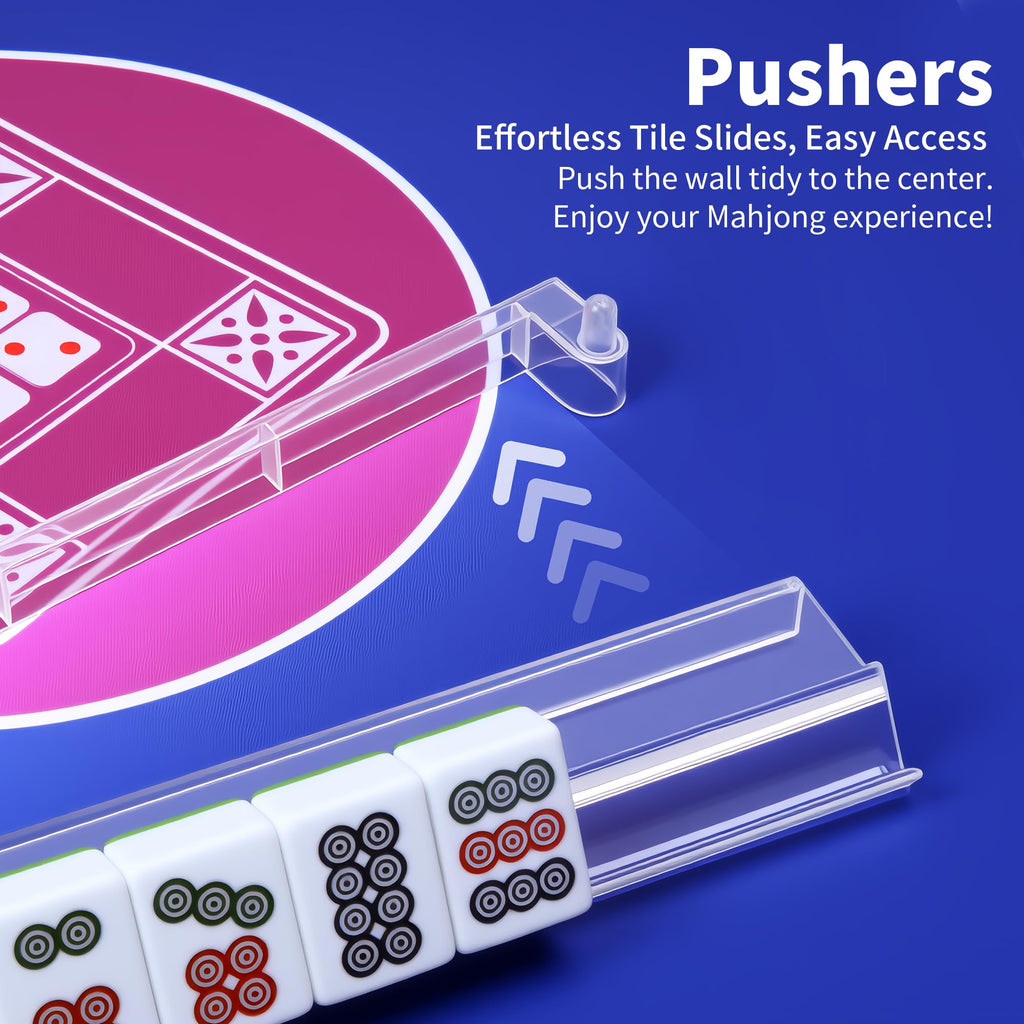 4-Piece Acrylic Mahjong Rack Set with Pushers Y154