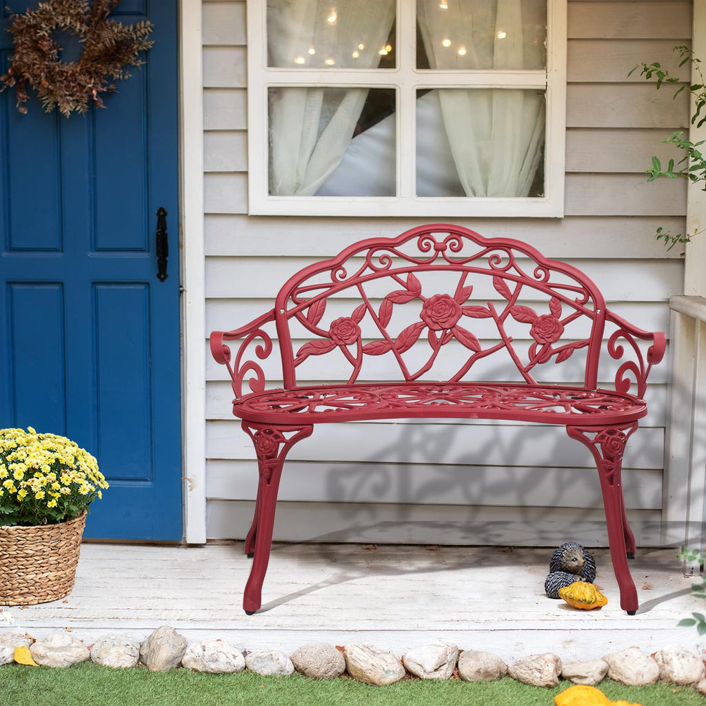 38.5" Cast Iron Aluminum Patio Bench E875231