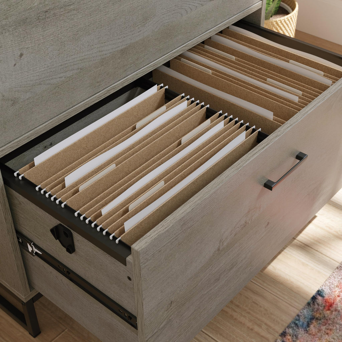2-Drawer Wood File Cabinet with Metal Frame R921697