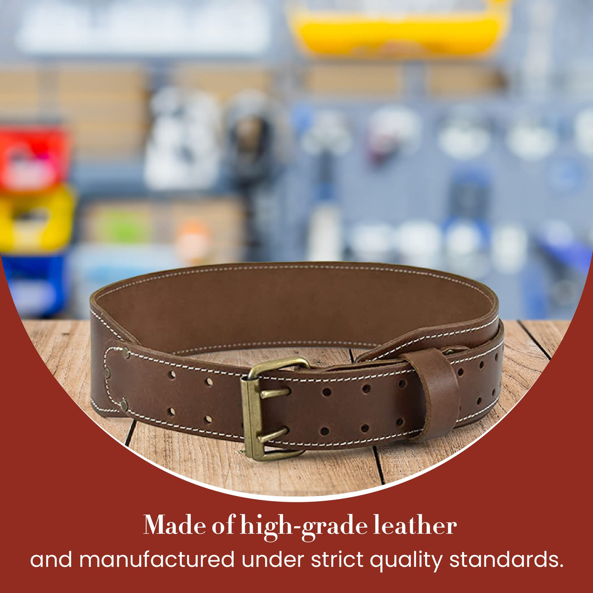 3" Wide Tapered Full-Grain Leather Work Belt D4542