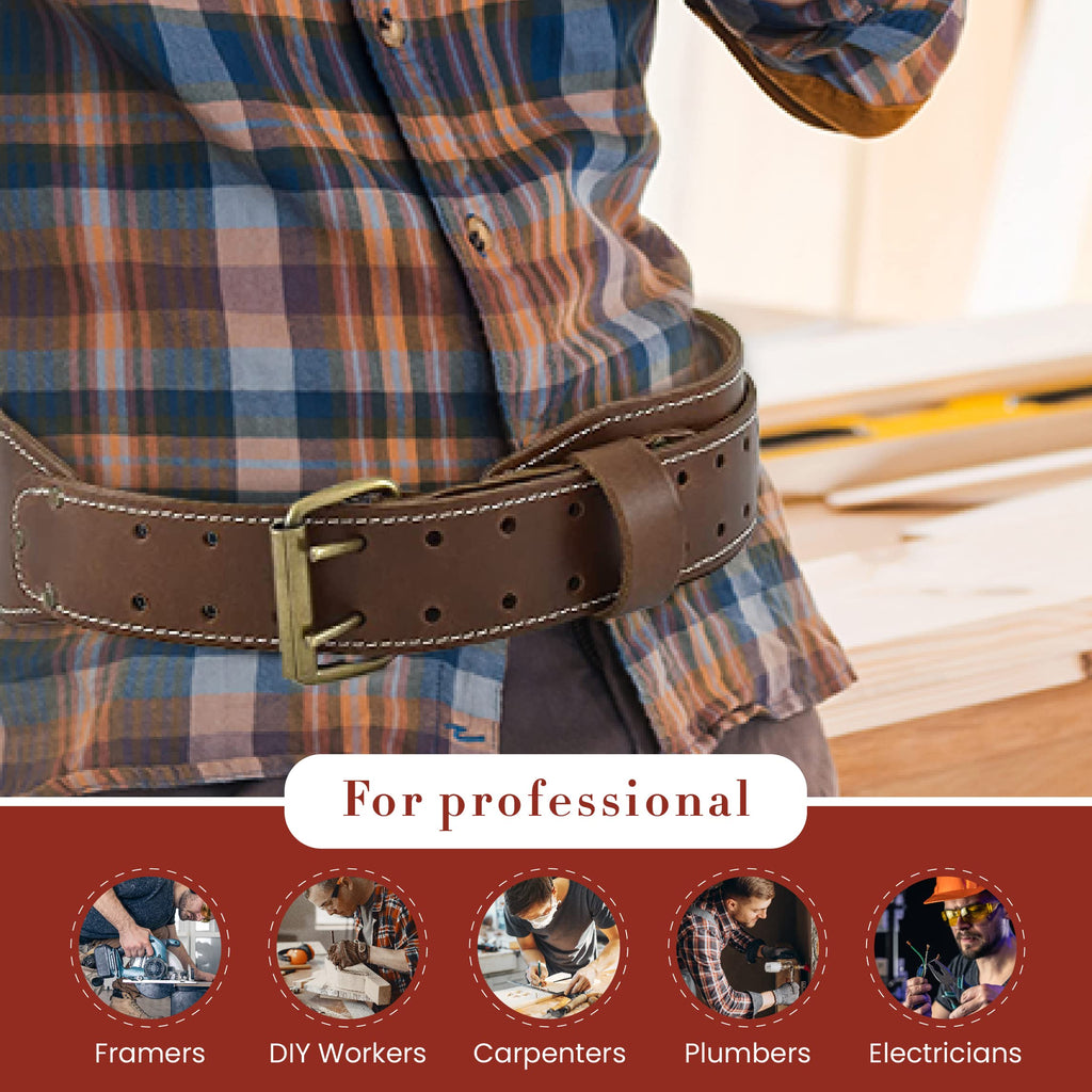 3" Wide Tapered Full-Grain Leather Work Belt D4542