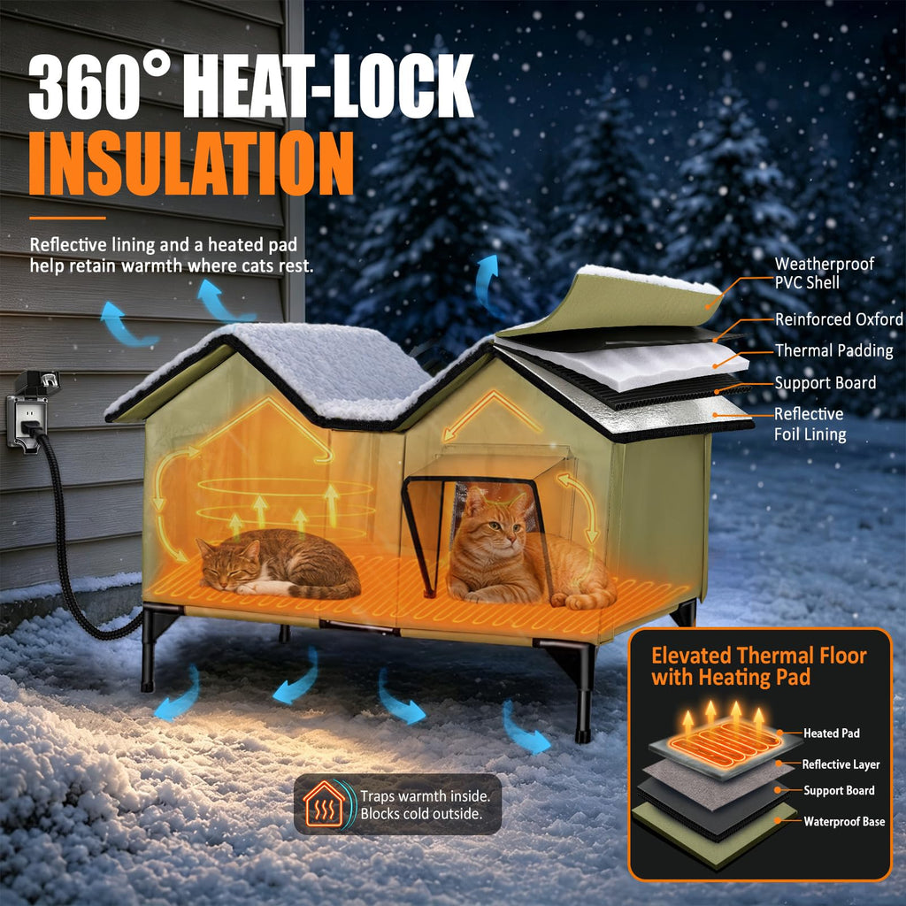 Weatherproof Outdoor Heated Cat House X374954