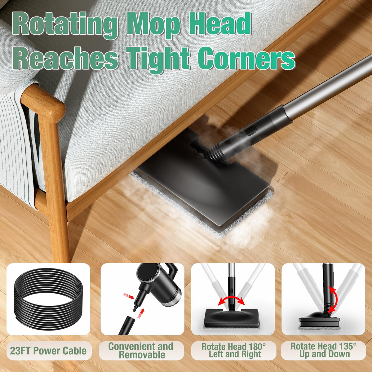 11-in-1 Detachable Handheld Steam Mop K6701