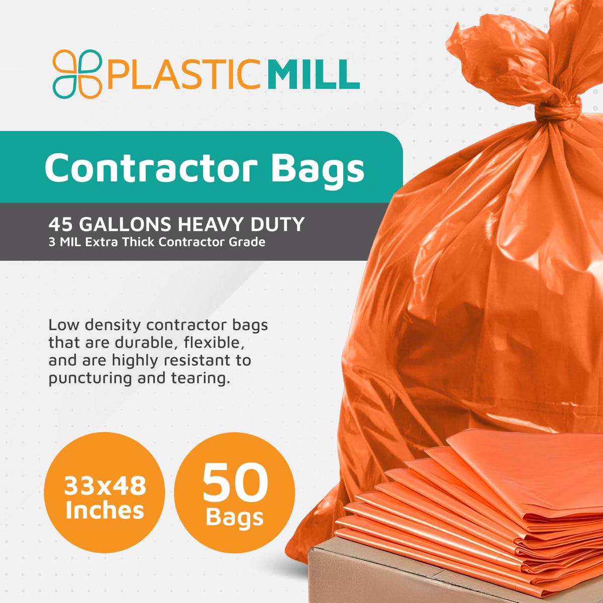 42-Gallon Heavy Duty Orange Contractor Bags 50-Count G106002