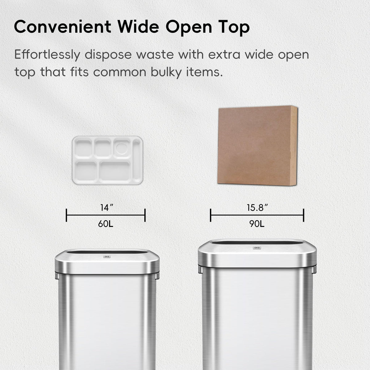 24 Gallon 90 Liter Open Top Stainless Steel Slim Trash Can V60786