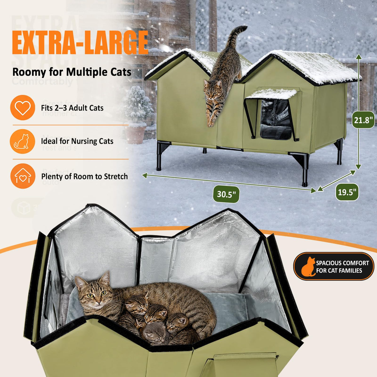 Weatherproof Outdoor Heated Cat House X374954