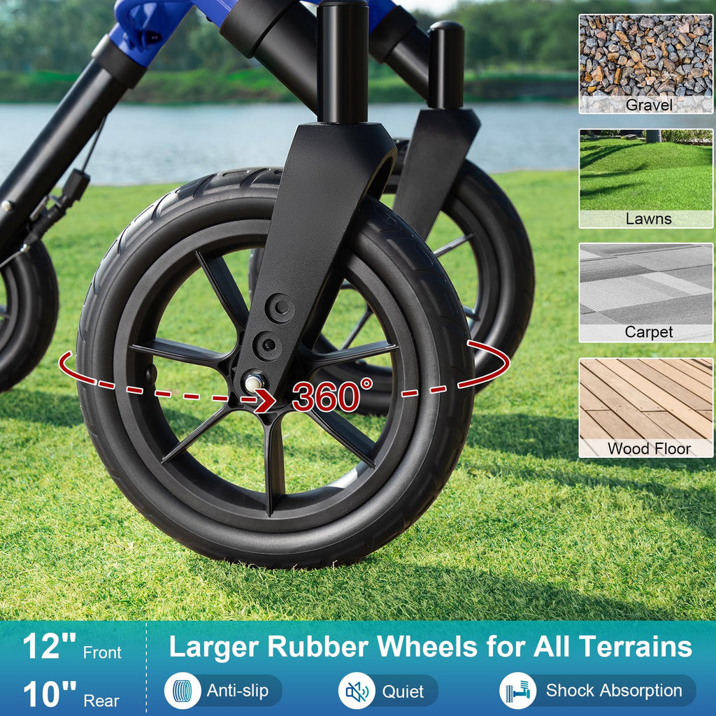 Blue Foldable Tall Walker with Seat N753