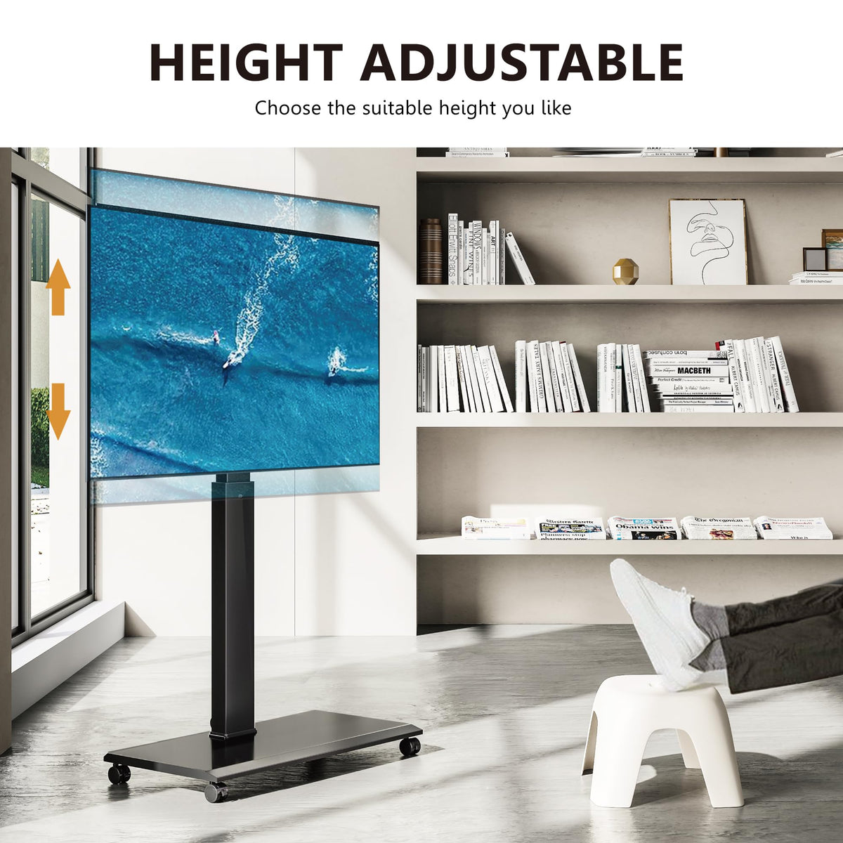 Rolling TV Stand with Rotation Function for 32-75 Inch TVs, Black Z3549