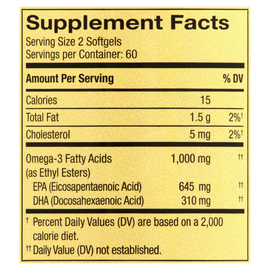 Omega-3 Fish Oil 1000 mg 120 Count Softgels Dietary Supplement T269532