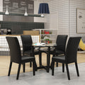 48" Glass Dining Table Set with 4 PU Leather Chairs Y2854