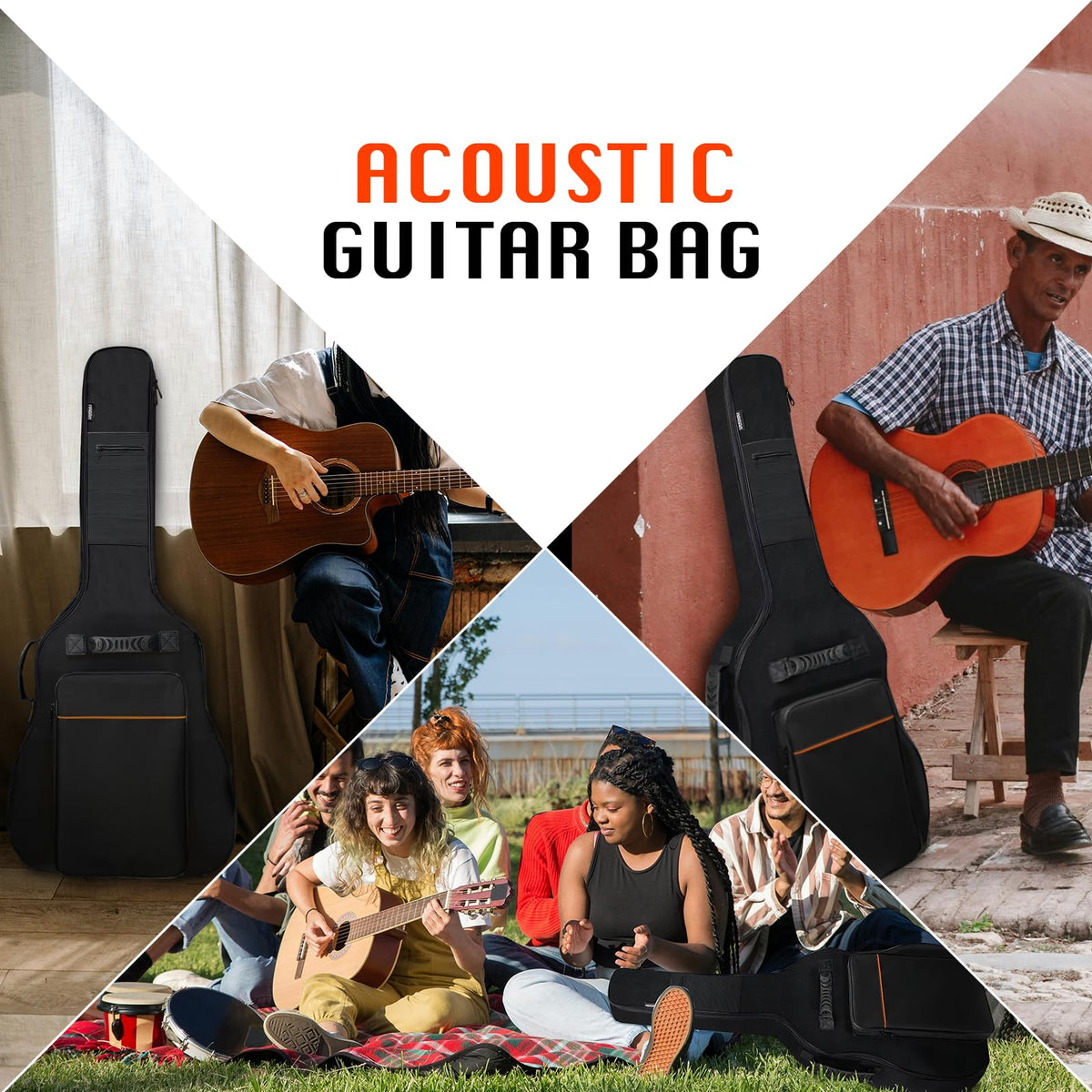 0.5-inch Extra Thick Padding Waterproof Oxford Acoustic Guitar Bag T81378