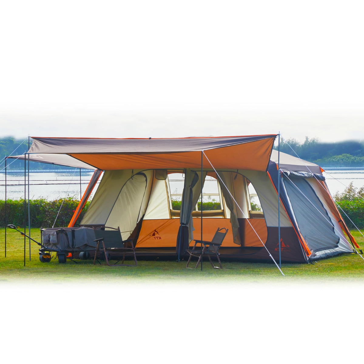 Extra Large 12-14 Person 2 Room Waterproof Double Layer Cabin Tent Z727952