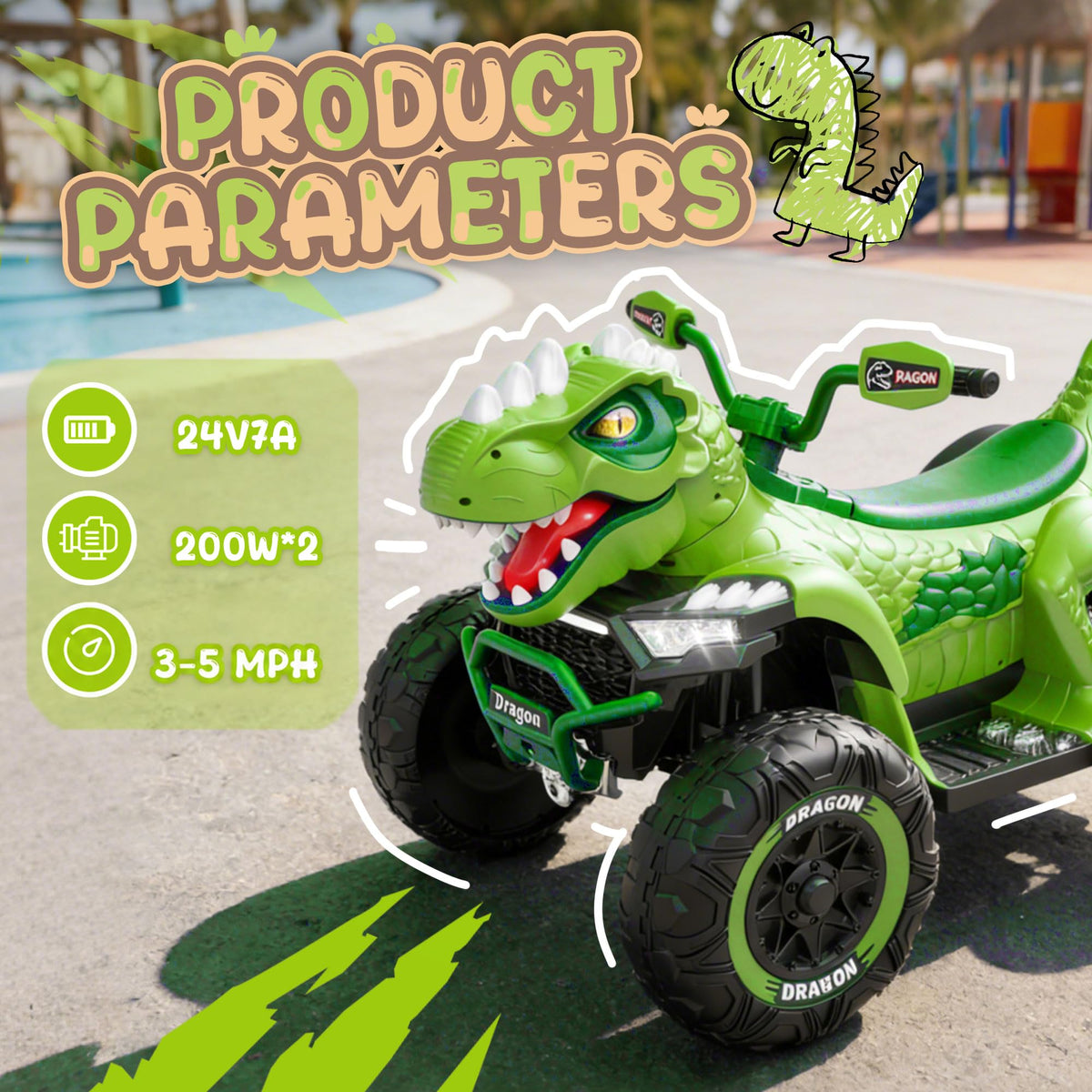 24V 2-Seater Ride on ATV with Parental Control L809
