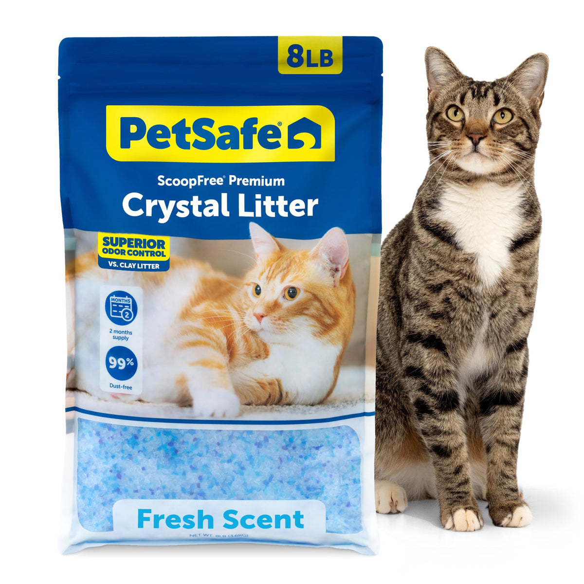 Odor Control Crystal Cat Litter, Fresh Scent, 8 Lb Bag K732763