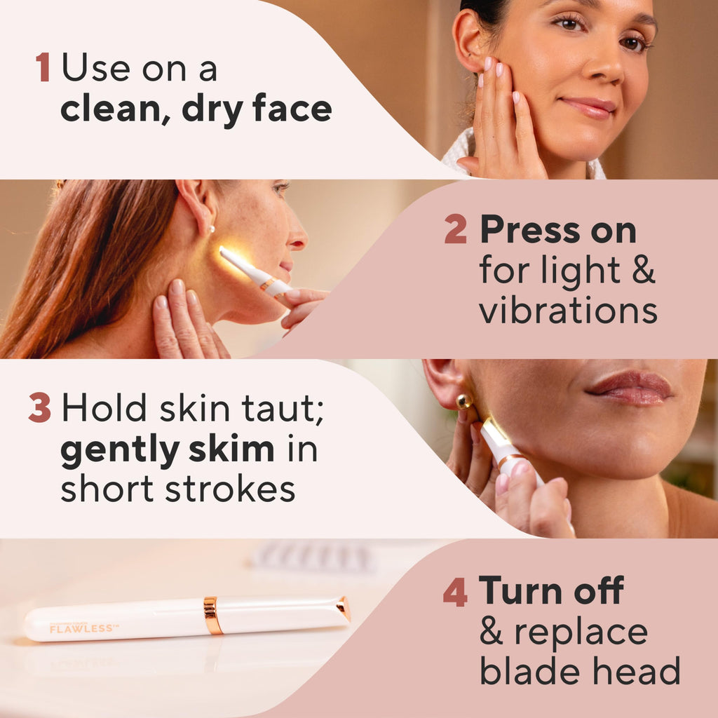 Lighted Electric Facial Exfoliator with 6 Replacement Heads O822
