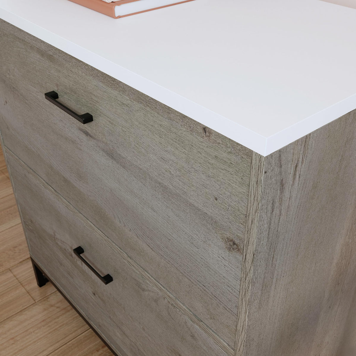 2-Drawer Wood File Cabinet with Metal Frame R921697
