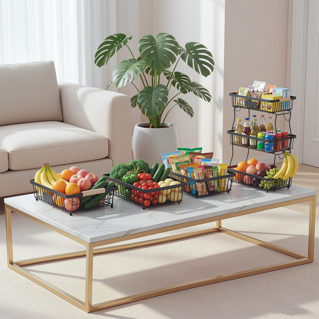 3 Tier Black Mesh Fruit Basket with 2 Banana Hangers Z4901