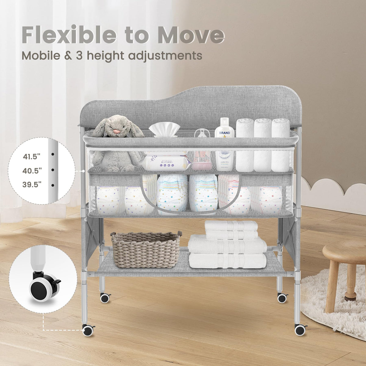 Portable Foldable Waterproof Height Adjustable Baby Diaper Changing Table X20852