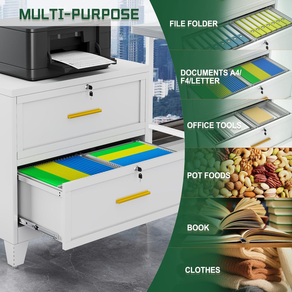 2 Drawer Metal File Cabinet with Lock R512324