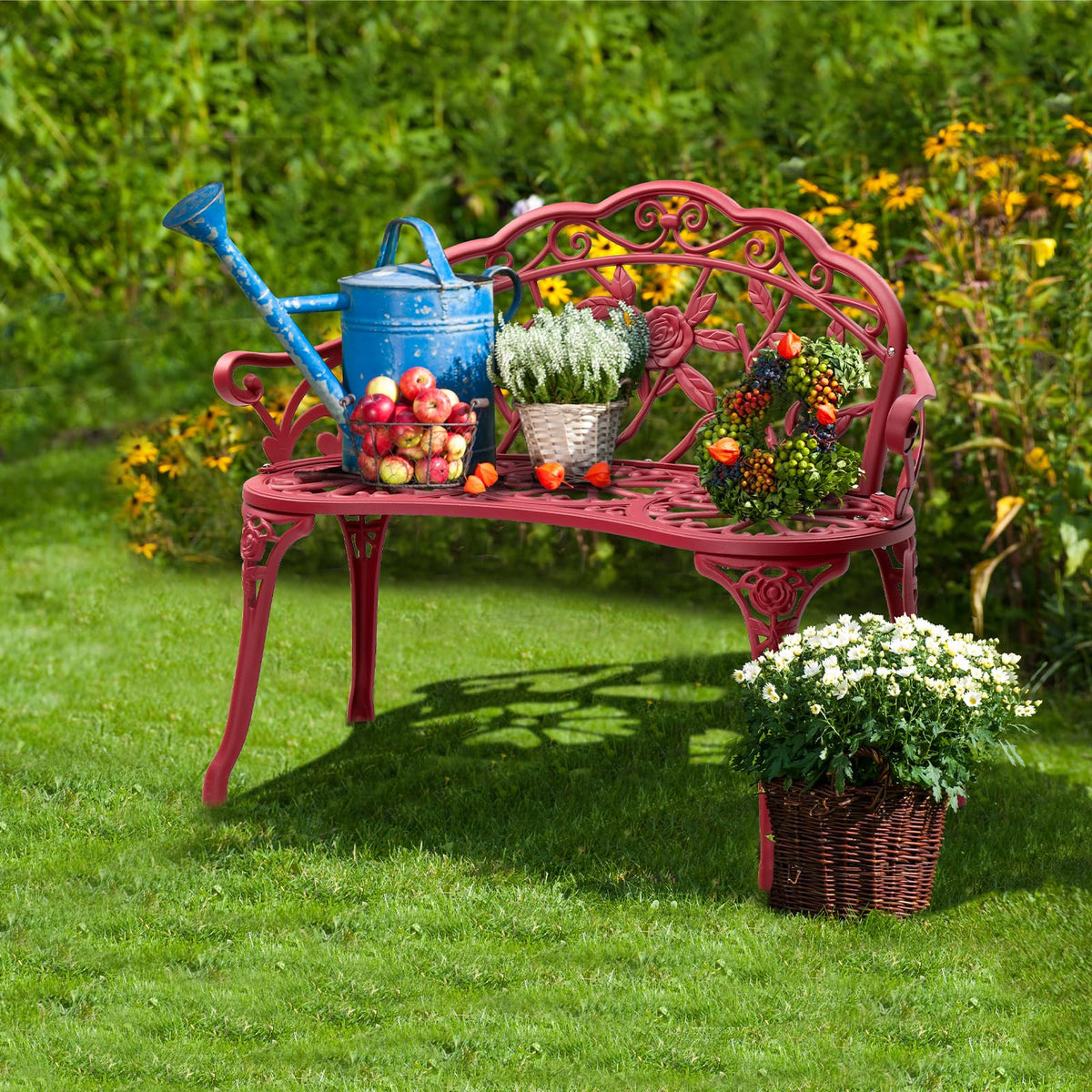 38.5" Cast Iron Aluminum Patio Bench E875231