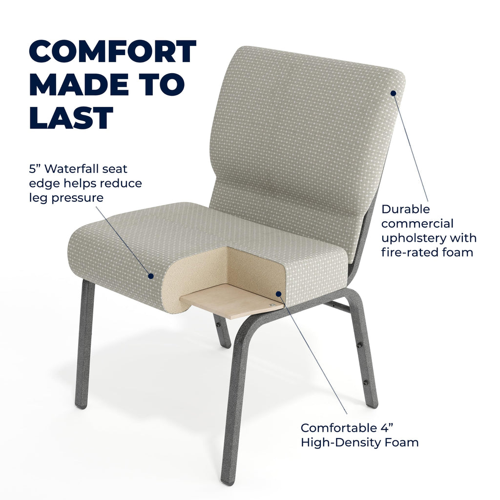 Gray Dot Fabric Stacking Church Chair L6989