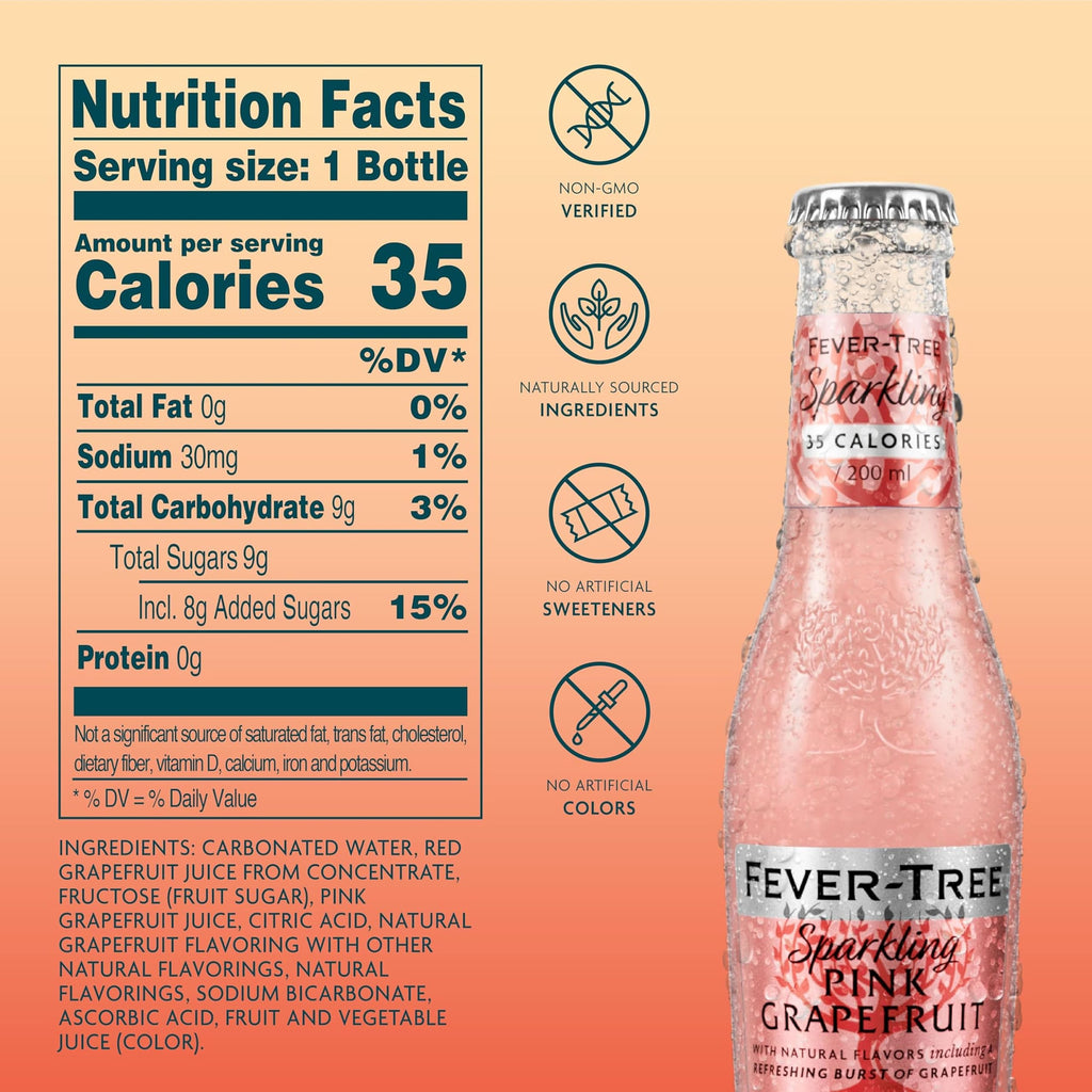 Sparkling Pink Grapefruit Soda Mixer, 24 Pack, 6.8 Fl Oz Bottles J35380