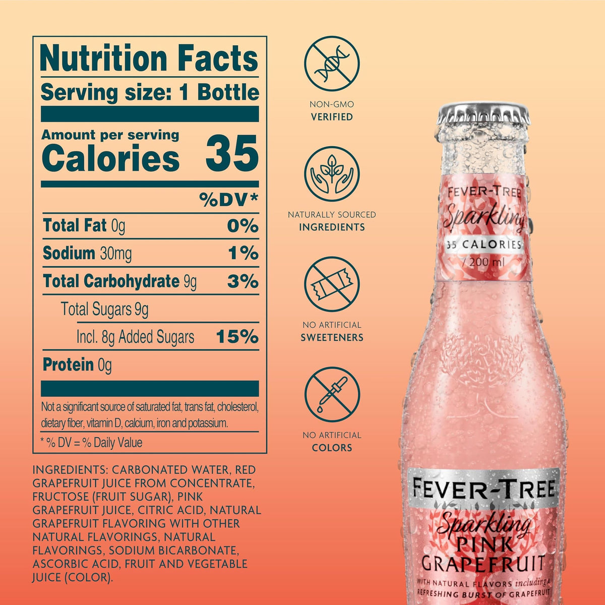 Sparkling Pink Grapefruit Soda Mixer, 24 Pack, 6.8 Fl Oz Bottles J35380