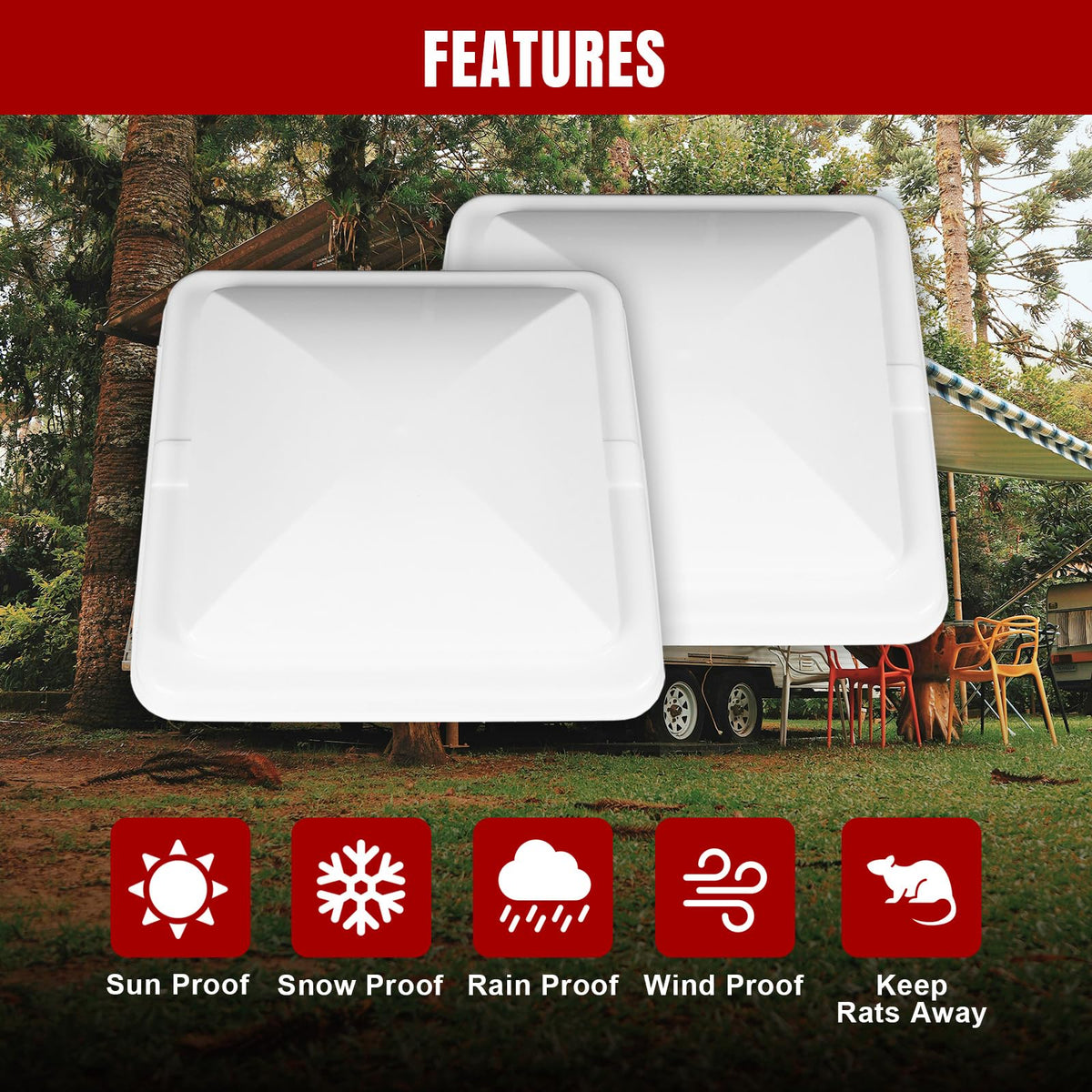 2 Pack 14 Inch White RV Vent Covers Q608478