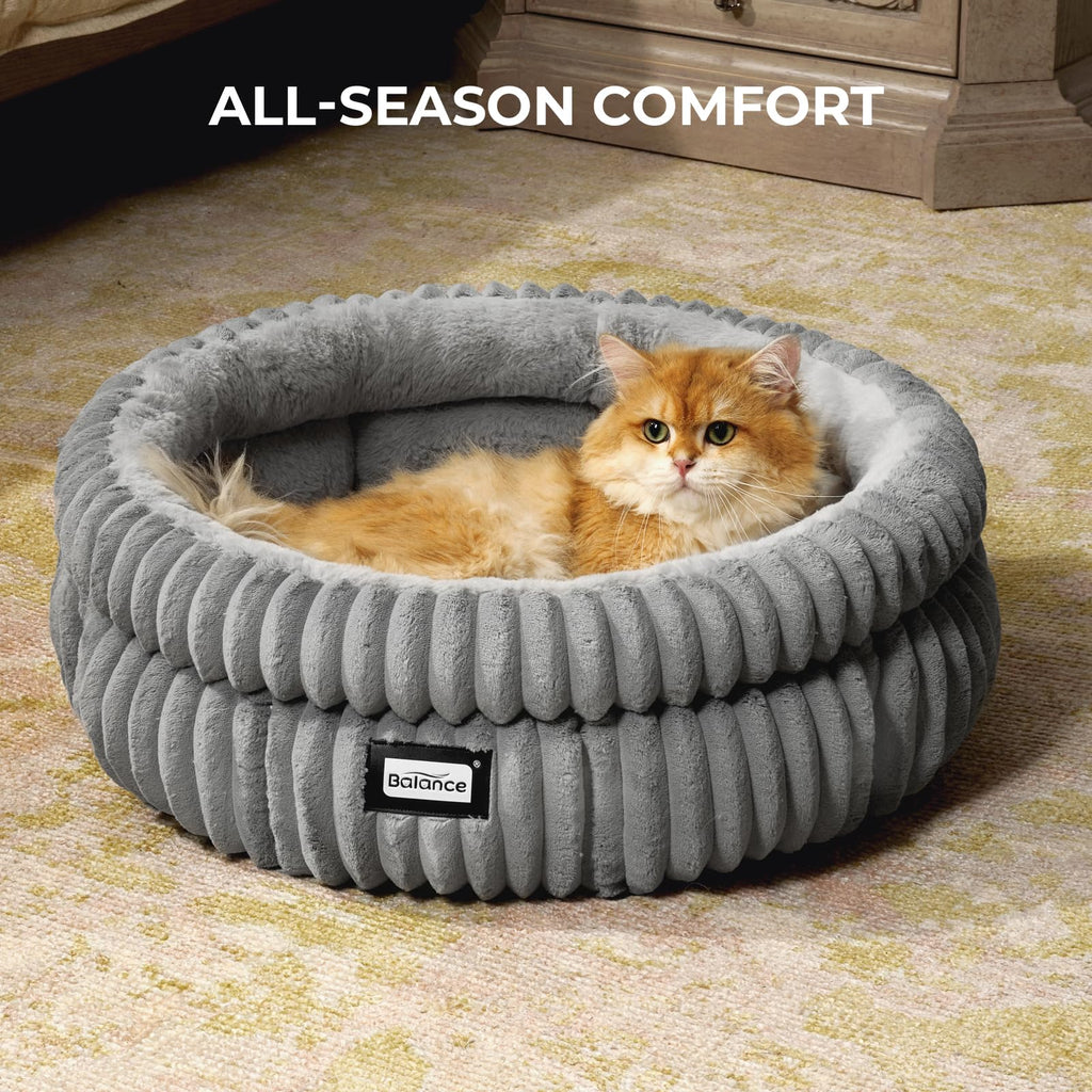 Washable Round Plush Cat Bed S188735