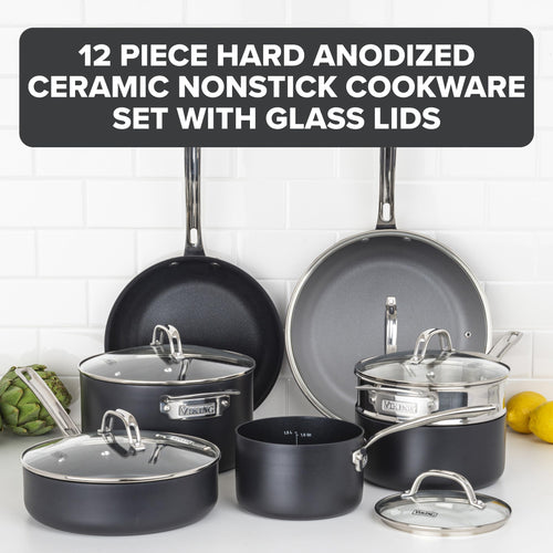 12 Piece Hard Anodized Ceramic Nonstick Cookware Set L966196