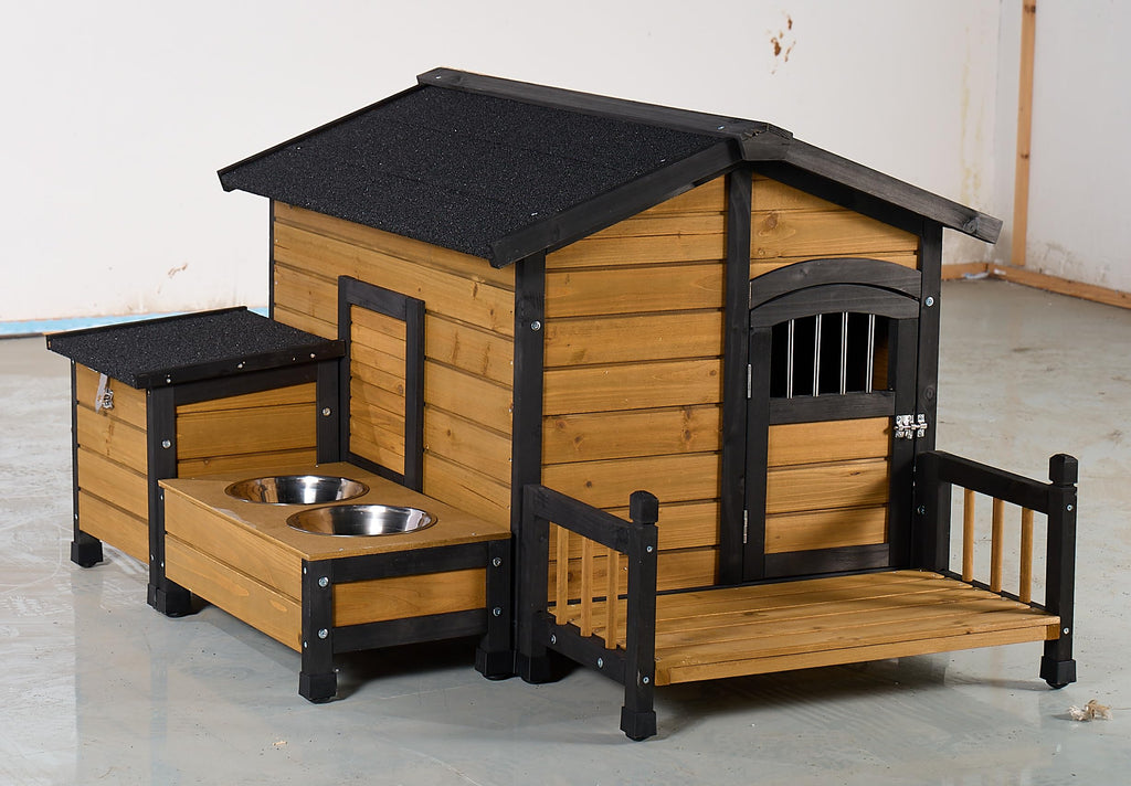 Large Wooden 2-Tier Rabbit Cage with Waterproof Roof W86389