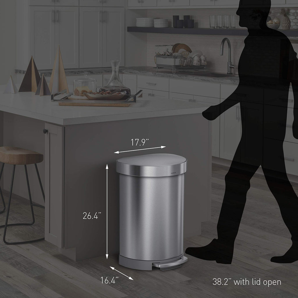 60L Brushed Stainless Steel Step Trash Can J60460