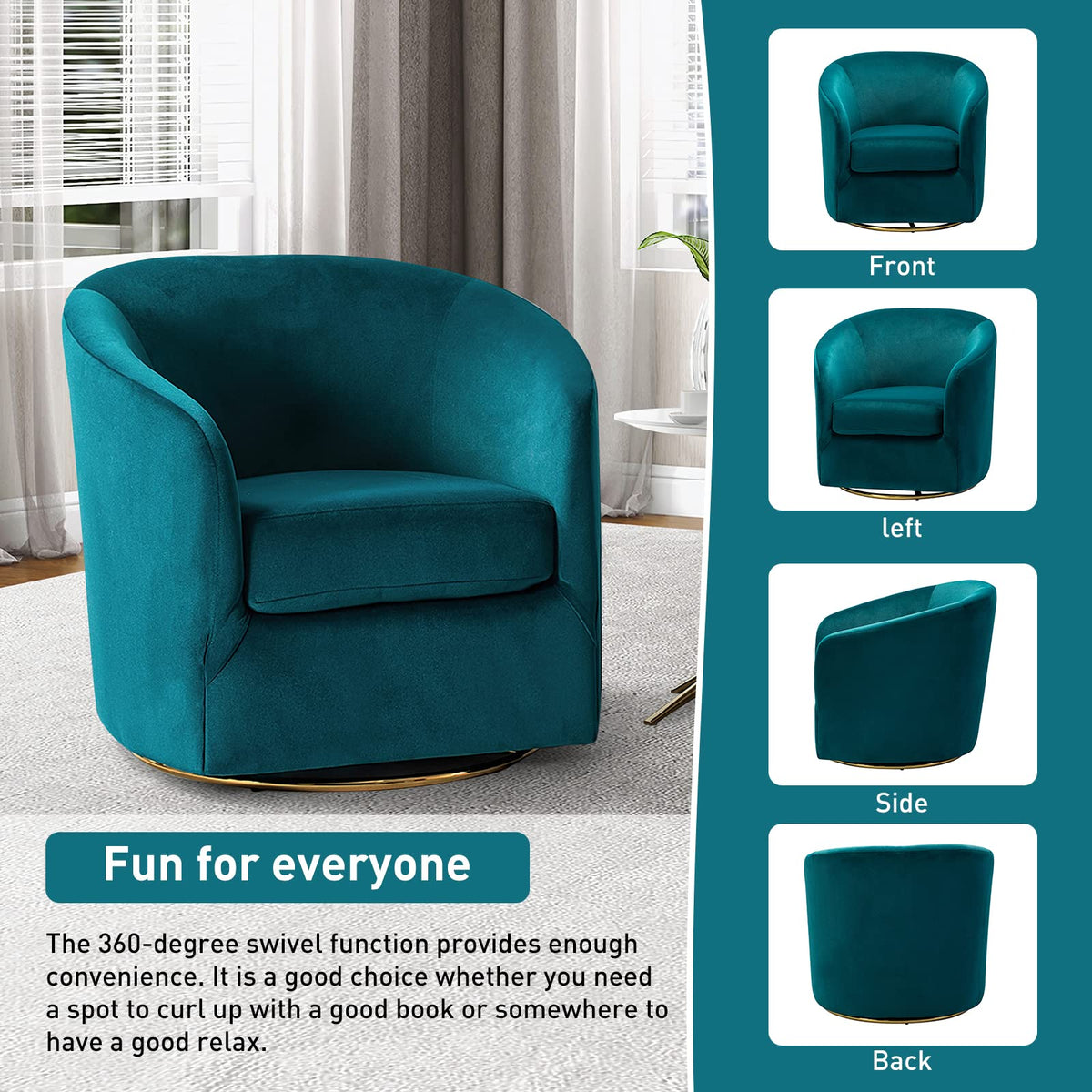 Set of 2 Velvet Swivel Barrel Chair F696251