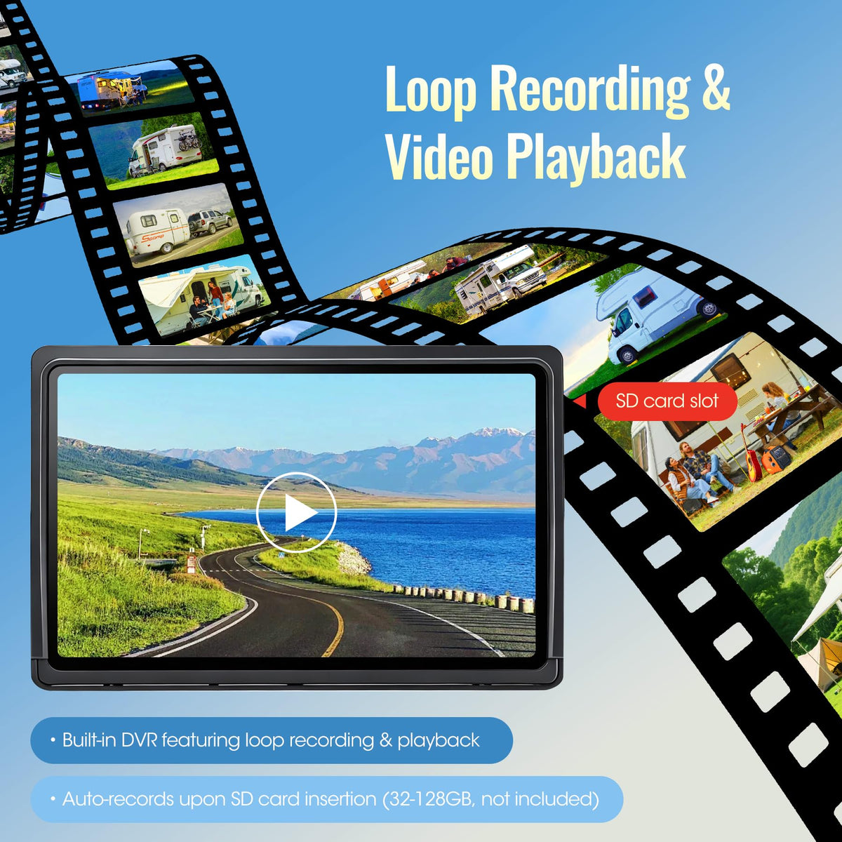 7" Wireless Backup Camera System with DVR Split Screen Monitor M68389
