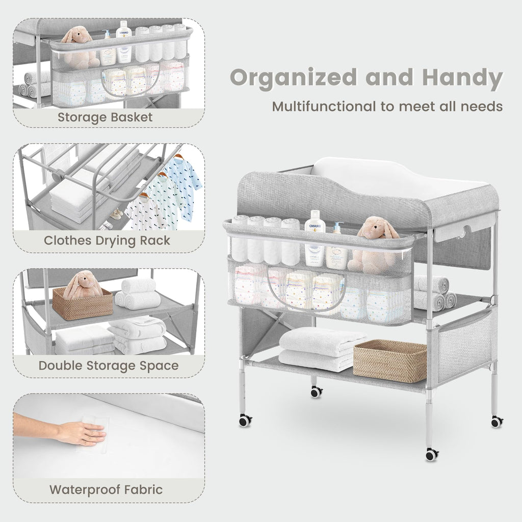 Portable Foldable Waterproof Height Adjustable Baby Diaper Changing Table X20852